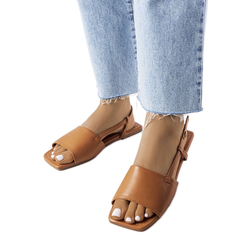 Brown square toe sandals from Locust