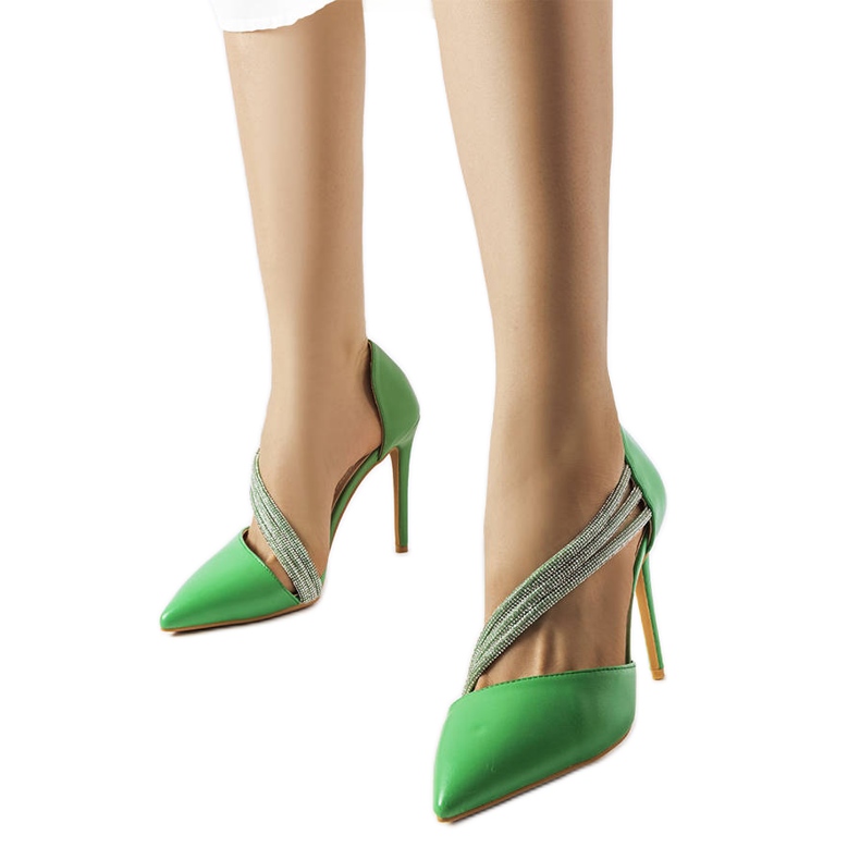 Green heels decorated with Abbotsford rhinestones Green heels decorated with Abbotsford rhinestones