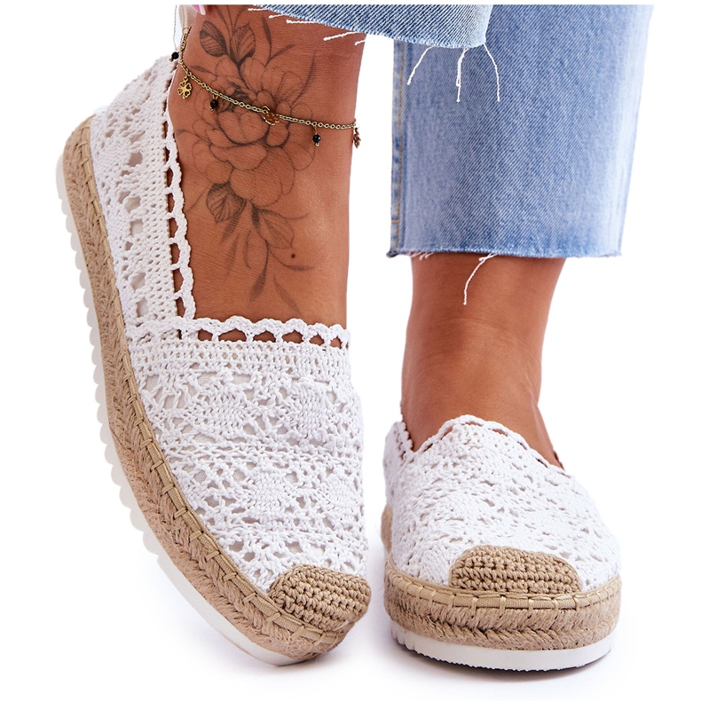 FE1 Lace Slip-On Espadrilles White Blanco