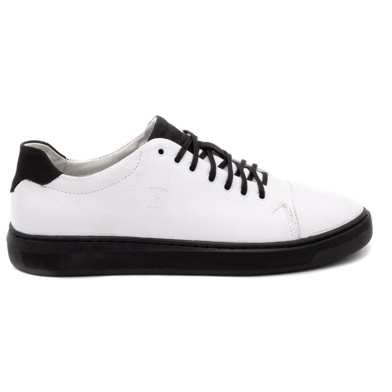 Polbut Men's leather shoes 2109 white with black