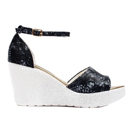 Black and white women's wedge sandals from Shelovet Black and white women's wedge sandals from Shelovet
