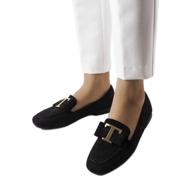 Black eco-suede loafers from Adélaïde