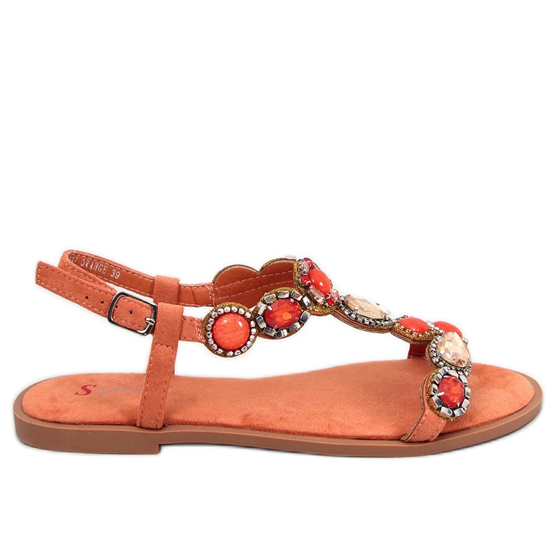 Jolene Orange beaded sandals