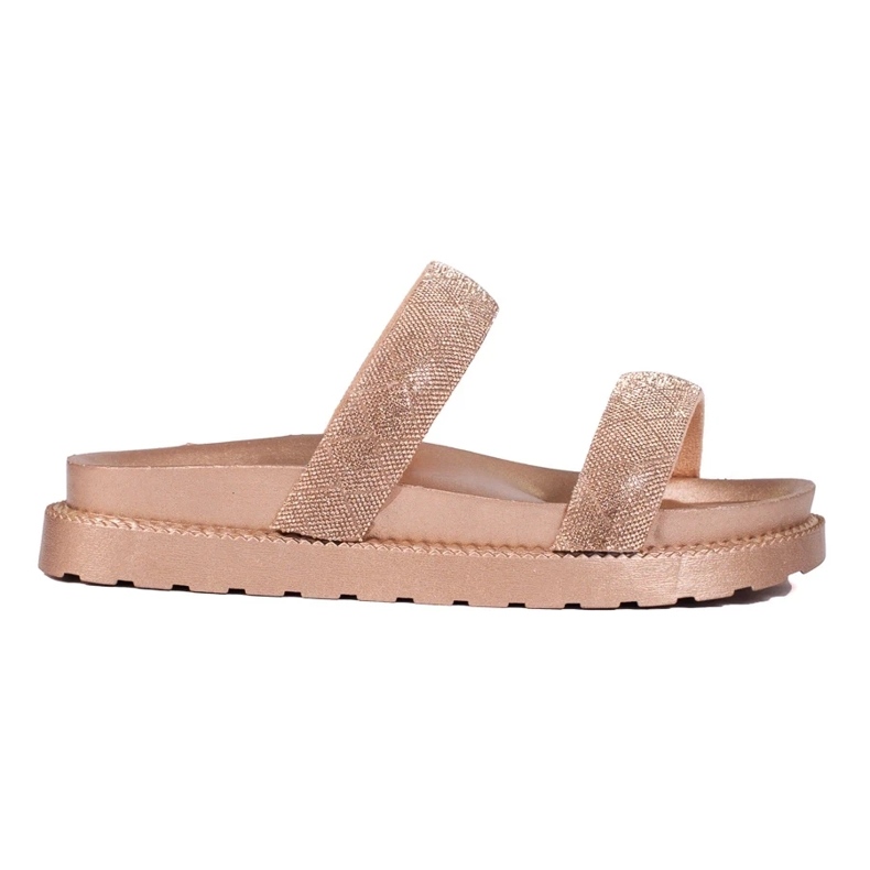 Women's gold slippers on a thick sole Shelovet golden