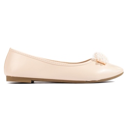 W. Potocki Women's beige ballerinas with a pearl decoration from Potocki
