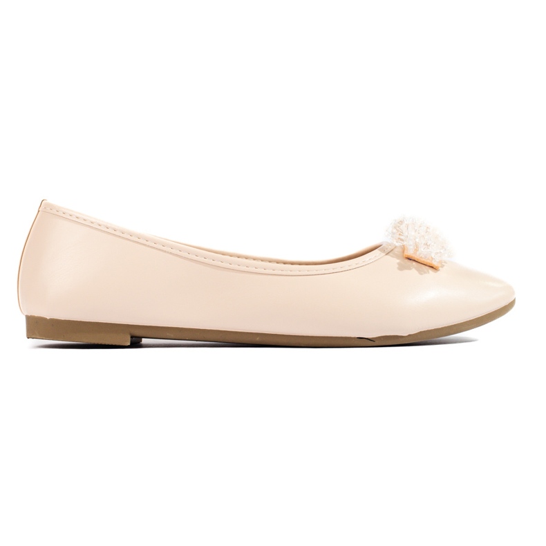 W. Potocki Women's beige ballerinas with a pearl decoration from Potocki