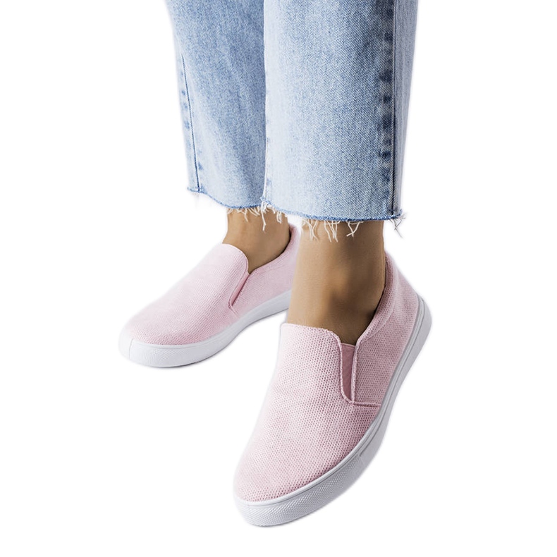 Pink fabric slip-on sneakers from Lajeunesse Pink fabric slip-on sneakers from Lajeunesse