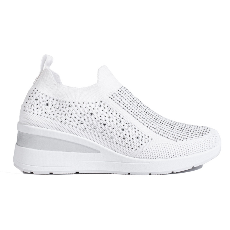 Shelovet White textile wedge sneakers