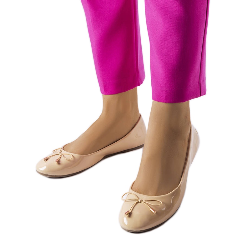 Lakewood beige lacquered ballerinas