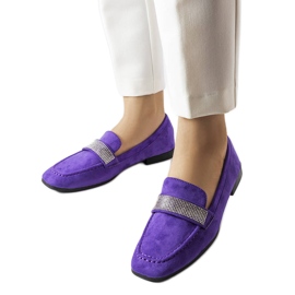 Purple loafers with Mignonette rhinestones
