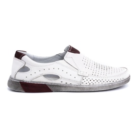 Olivier Men's openwork leather moccasins 937MP white