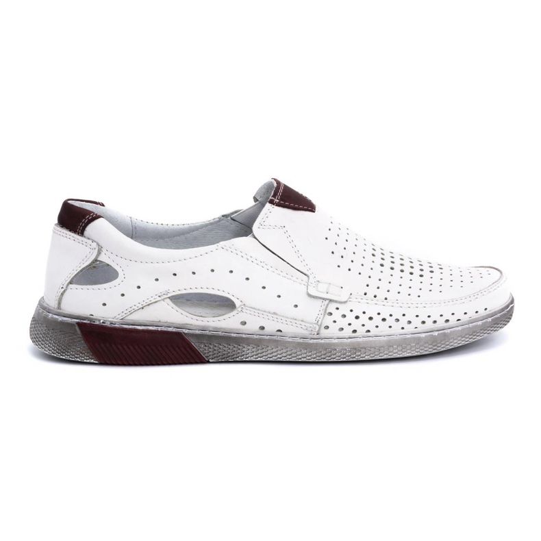 Olivier Men's openwork leather moccasins 937MP white