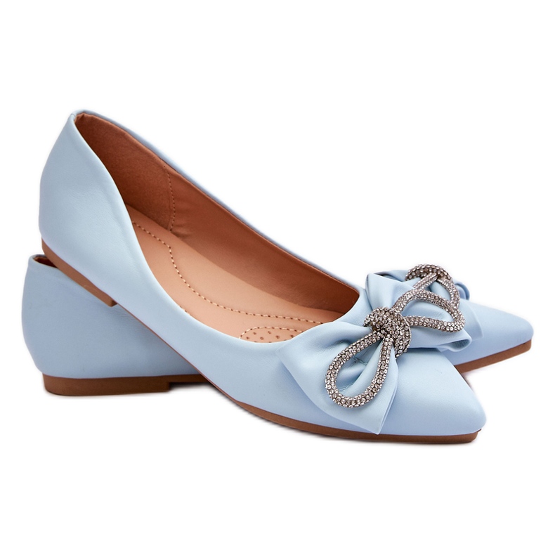 WS1 Elegant Ballerinas With A Bow And Blue One Time Rhinestones