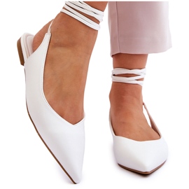 WS1 Women's Tied Pointed Ballerinas White Turriso