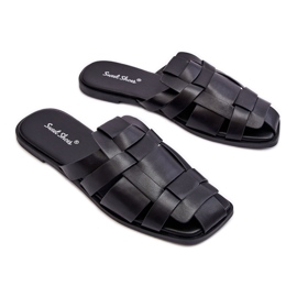 WS1 Women's Black Reyna Striped Slippers WS1 Women's Black Reyna Striped Slippers