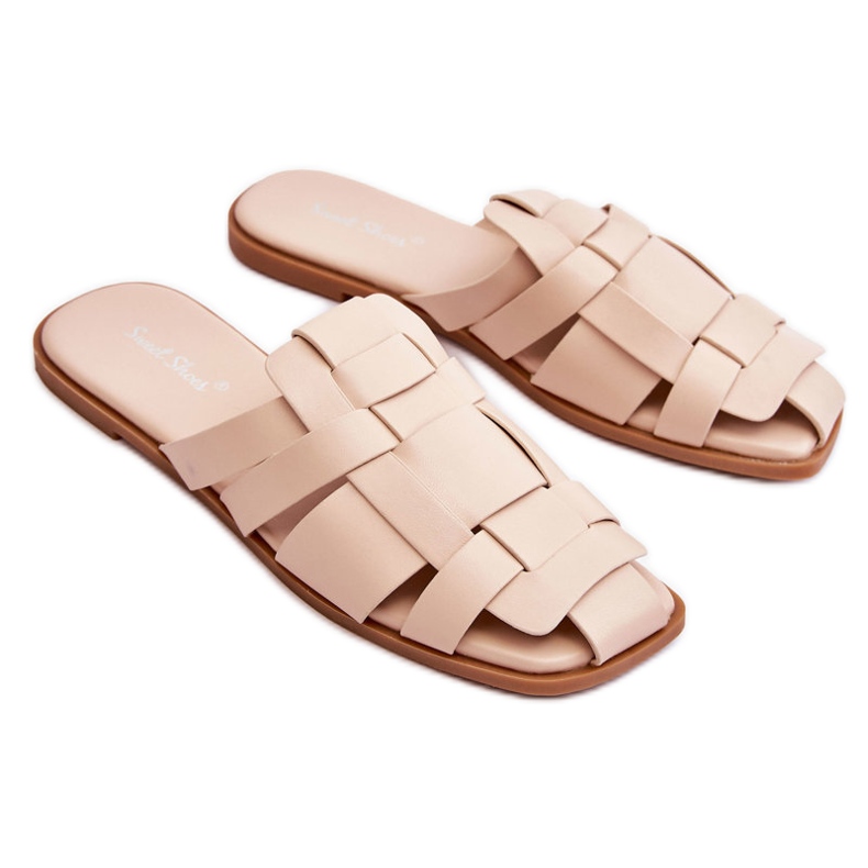 WS1 Women's Reyna Light Beige Striped Slippers WS1 Women's Reyna Light Beige Striped Slippers