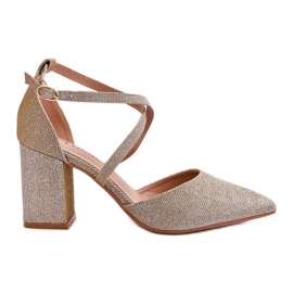 WS1 Fashionable Shiny Pumps On A Gold Galaxy Heel golden