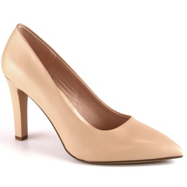 Women's beige coffe high heel pumps Sergio Leone 1446