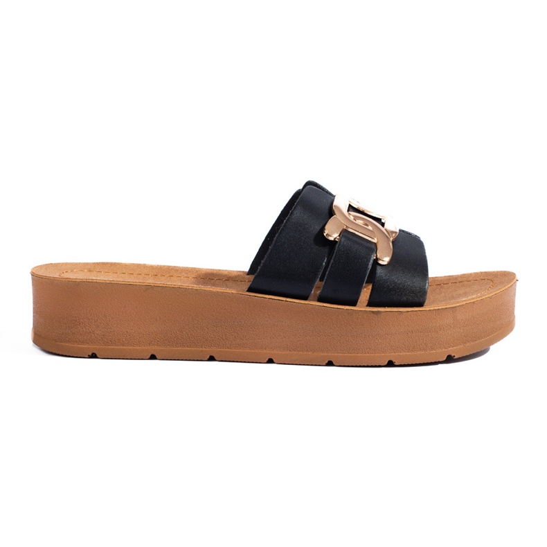 Women's black Shelovet platform slippers