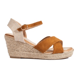 Brown women's espadrille wedge sandals Shelovet