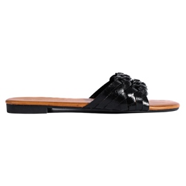 Women's Shelovet Black Braided Slippers Women's Shelovet Black Braided Slippers