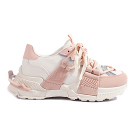 White and pink sneakers with a thick sole from Shelovet