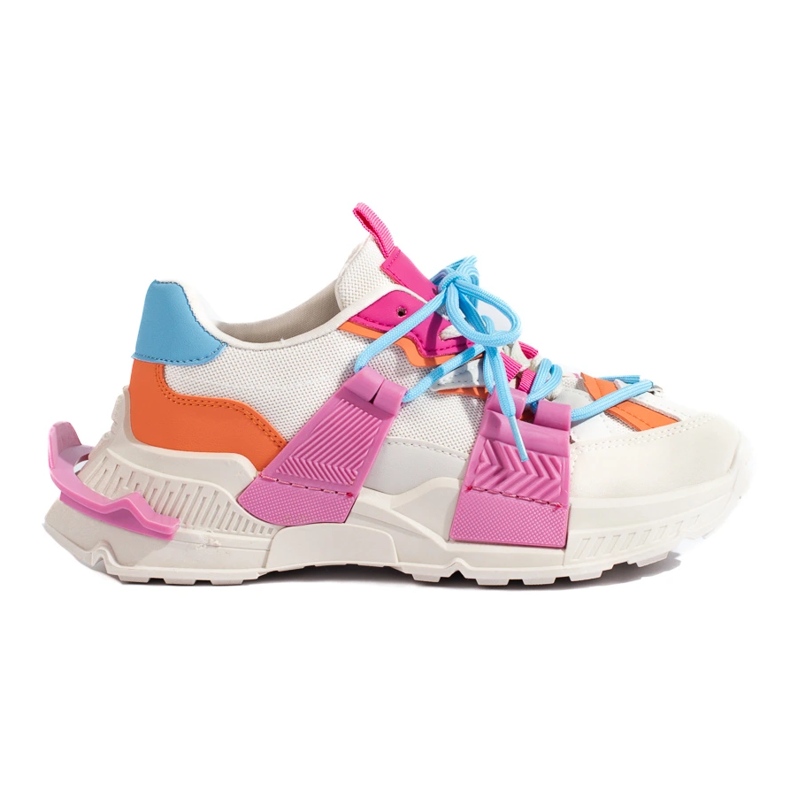 Women's multicolored sneakers on a thick sole Shelovet white