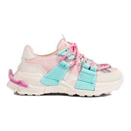 Women's multicolored sneakers on a thick sole Shelovet pink