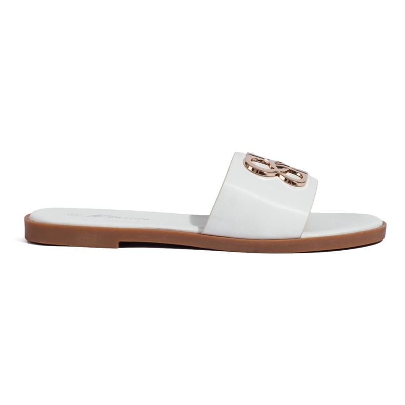 Women's white slippers with gold decoration Shelovet Women's white slippers with gold decoration Shelovet