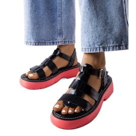 Inna Black sandals on a pink platform from Lola Inna Black sandals on a pink platform from Lola