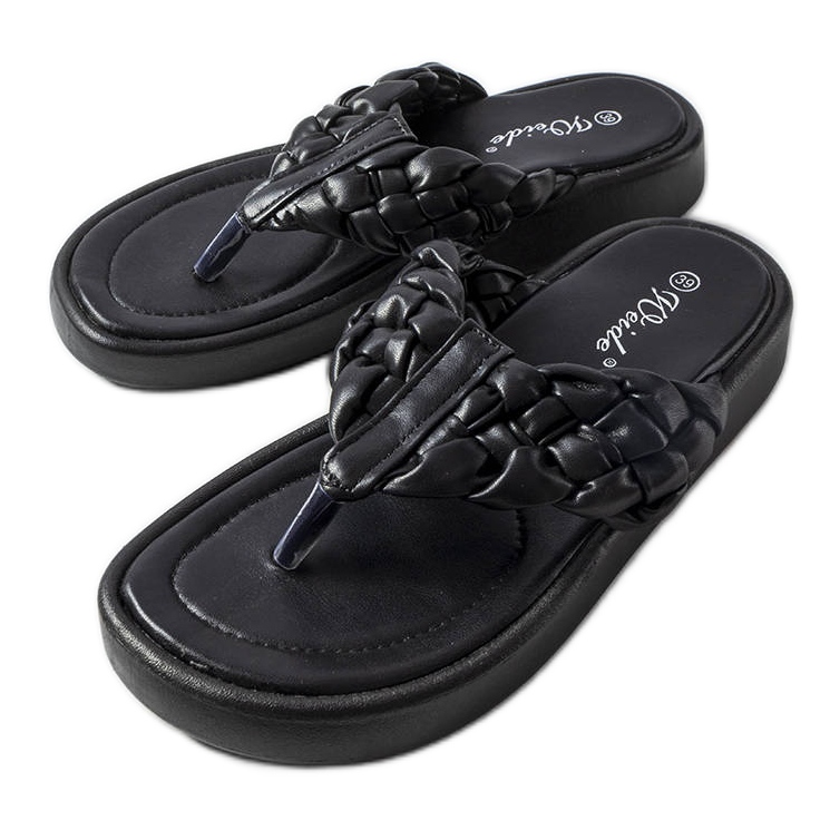 Inna Black woven Zula flip flops