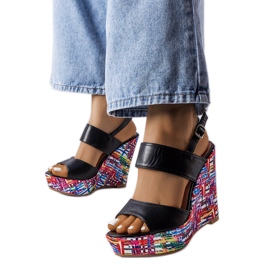Black embellished wedge sandals from Westtide