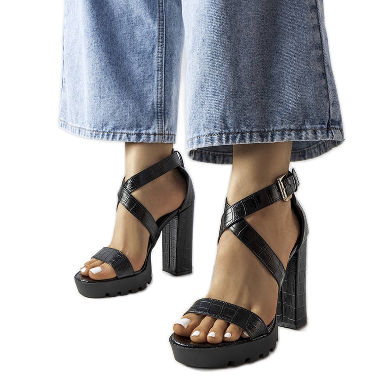 Black high heel sandals from Trépanier