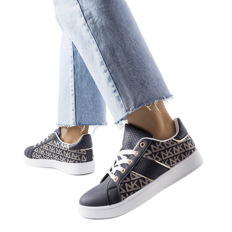 Inna Navy blue sneakers decorated with the Bolduc monogram
