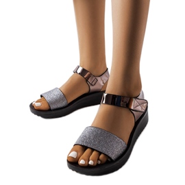 Gray Blask wedge sandals black
