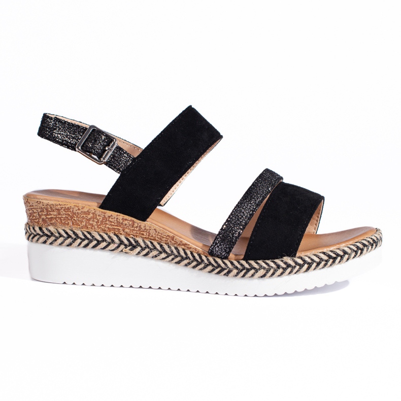 SHELOVET Black women's wedge sandals SHELOVET Black women's wedge sandals