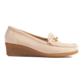 Women's suede wedge loafers Shelovet beige Women's suede wedge loafers Shelovet beige