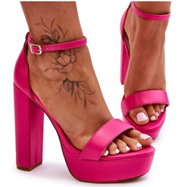 Leather Sandals On A High Heel And Platform Pink Sky Dream