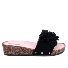 Wedge sandals with flowers from Galia Black
