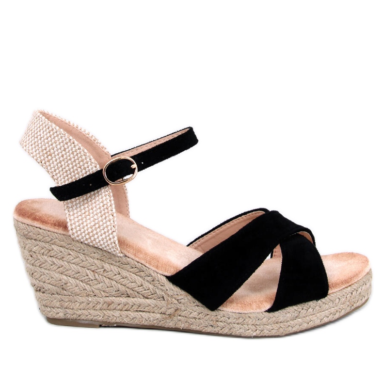 Willa Black espadrille wedge sandals
