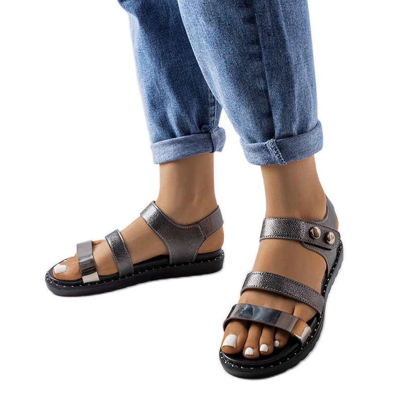 Gray metallic sandals from Lanham grey
