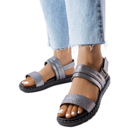 Gray shiny sandals from Felicienne grey