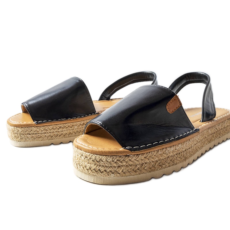 Black leather platform 2024 espadrilles