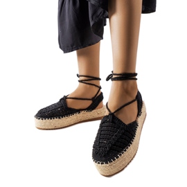 Black lace-up espadrilles from Partenia
