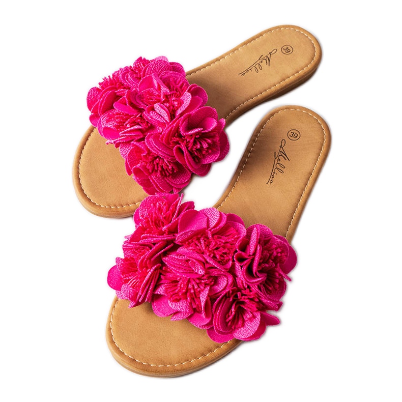 Alfrida pink slippers with flowers