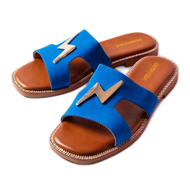Blue flat slides from Leyra
