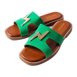 Green flat slides from Leyra Green flat slides from Leyra