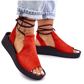 Suede Wedge Sandals Nicole 2743 Orange