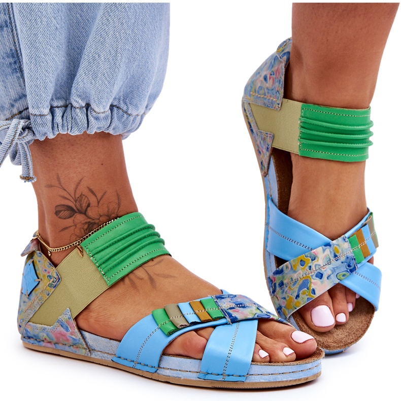 Leather Sandals With Welt Maciejka 03375-34 Blue Leather Sandals With Welt Maciejka 03375-34 Blue