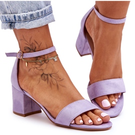 Honeymoon Purple Suede Classic Low Heel Sandals violet